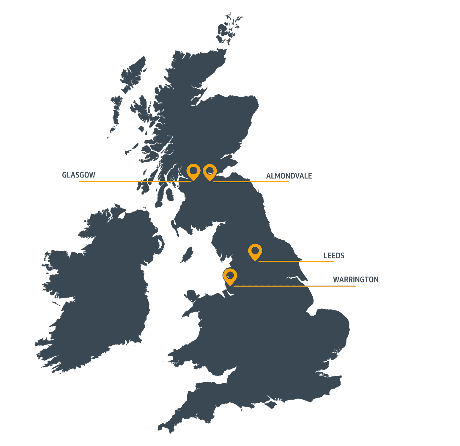 CRBN Solutions locations shown in the UK