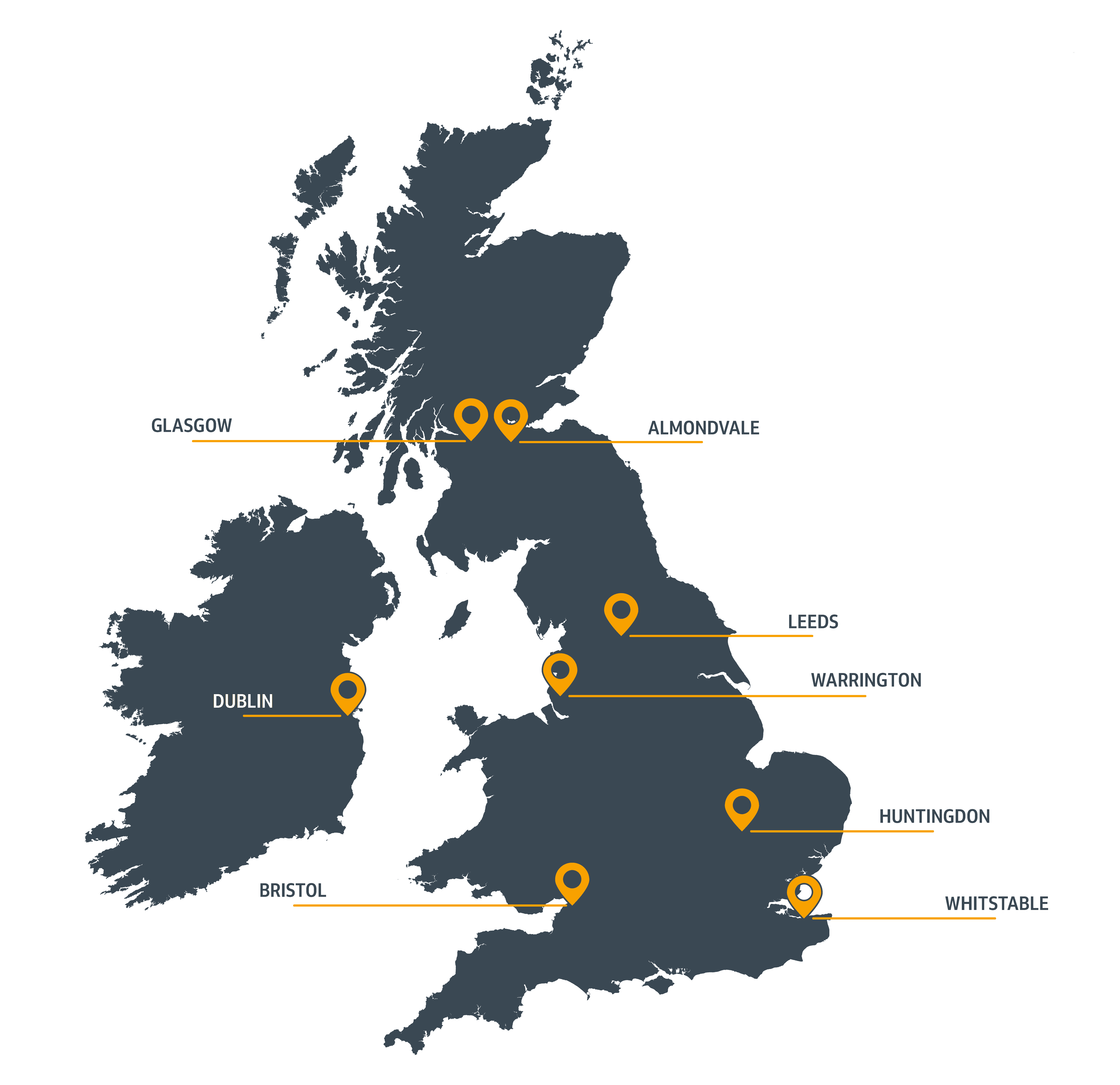 Morris and Spottiswood locations shown in the UK